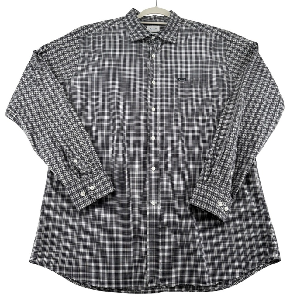 Faconnable Club Deauville Mens XL 100% Cotton Plaid Long Sleeve Button Down